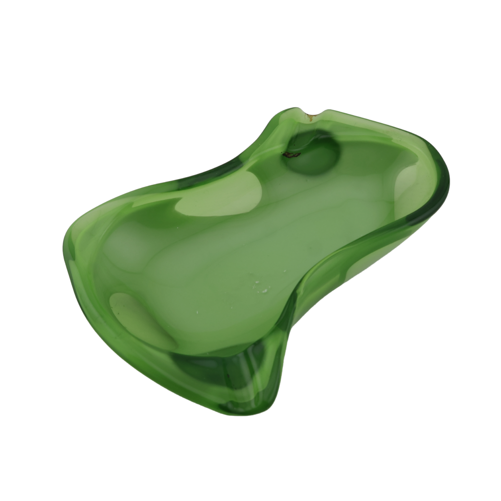 Vintage Green Cased Art Glass Ashtray